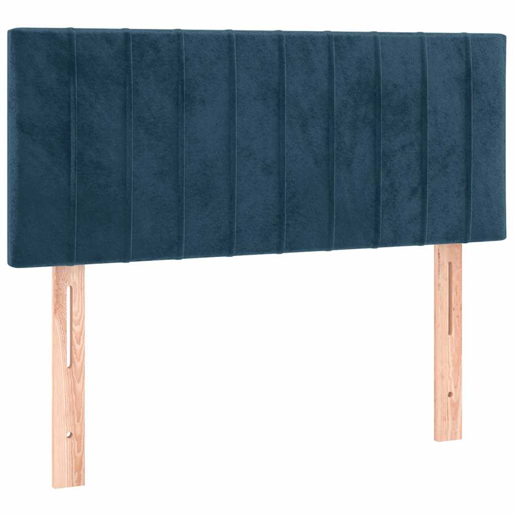 Sötétkék bársony rugós és LED-es ágy matraccal 90x190 cm 7