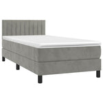 Világosszürke bársony rugós és LED-es ágy matraccal 90x200 cm 3