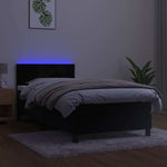 Fekete bársony rugós és LED-es ágy matraccal 90x200 cm 4