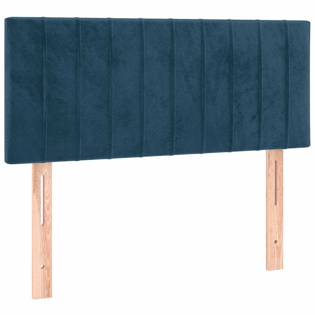 Sötétkék bársony rugós és LED-es ágy matraccal 90x200 cm 7