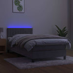 Világosszürke bársony rugós és LED-es ágy matraccal 100x200 cm 4