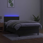 Sötétszürke bársony rugós és LED-es ágy matraccal 100x200 cm 4