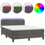 Sötétszürke bársony rugós és LED-es ágy matraccal 140x190 cm 2