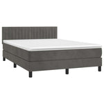 Sötétszürke bársony rugós és LED-es ágy matraccal 140x190 cm 3