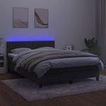 Sötétszürke bársony rugós és LED-es ágy matraccal 140x190 cm 4