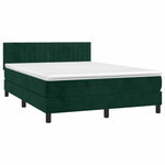 Sötétzöld bársony rugós és LED-es ágy matraccal 140x190 cm 3