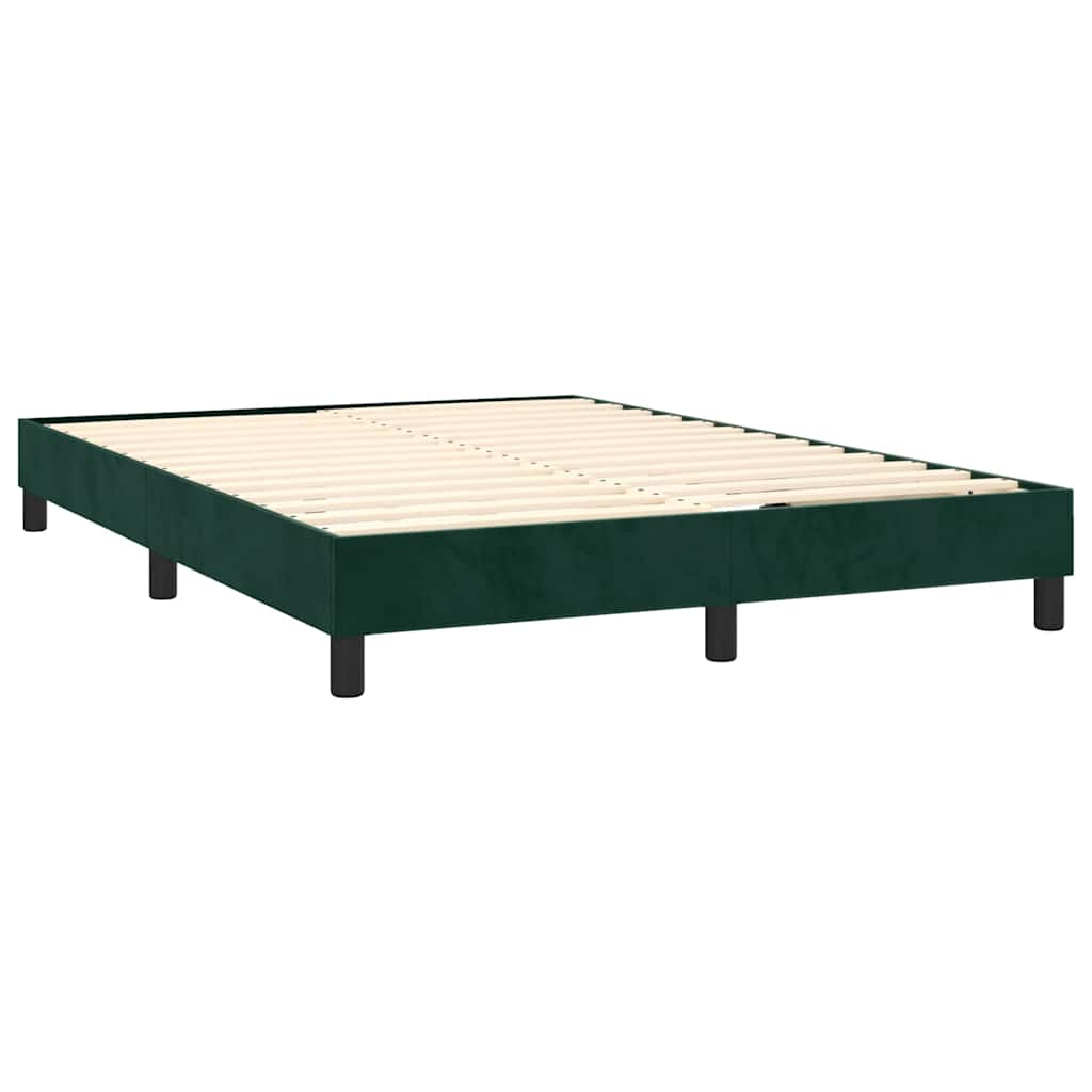 Sötétzöld bársony rugós és LED-es ágy matraccal 140x190 cm 5