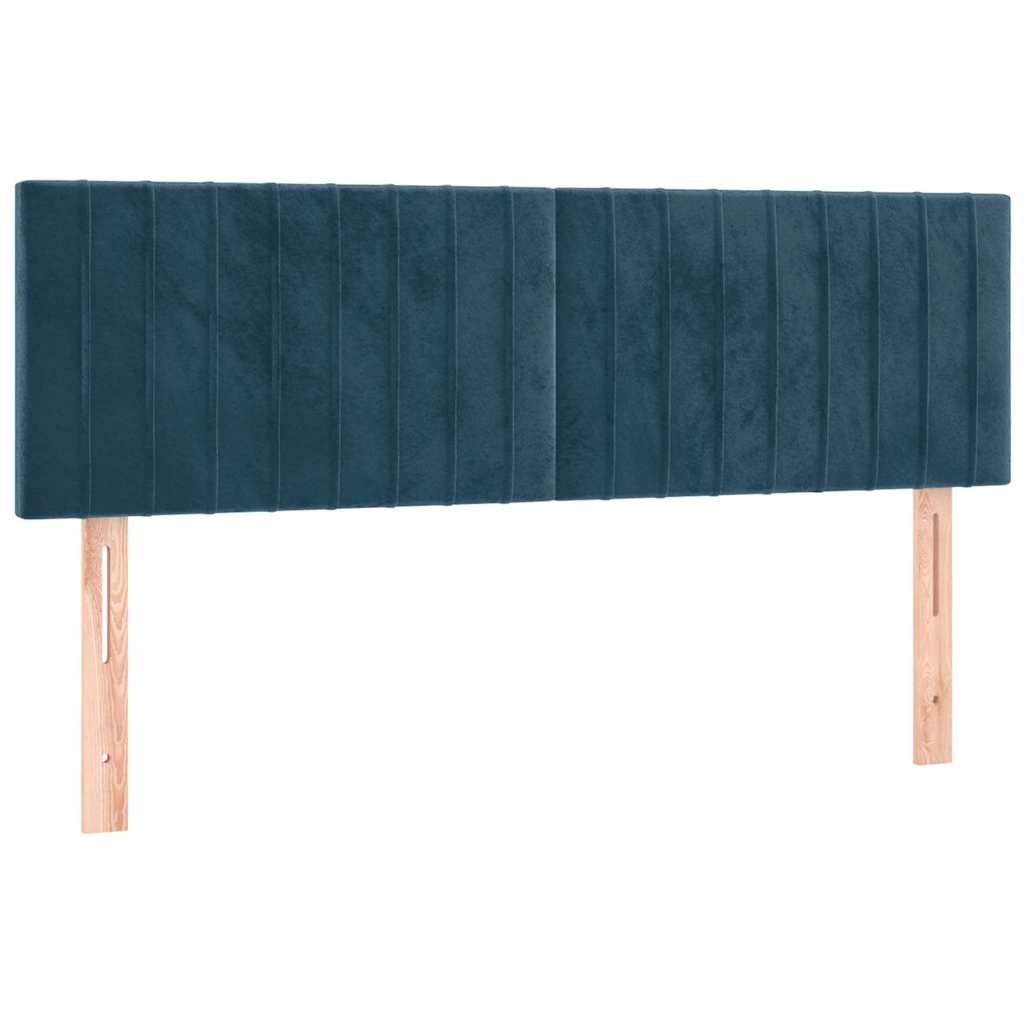 Sötétkék bársony rugós és LED-es ágy matraccal 140x200 cm 7