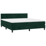 Sötétzöld bársony rugós és LED-es ágy matraccal 160x200 cm 3