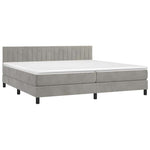 Világosszürke bársony rugós és LED-es ágy matraccal 200x200 cm 3