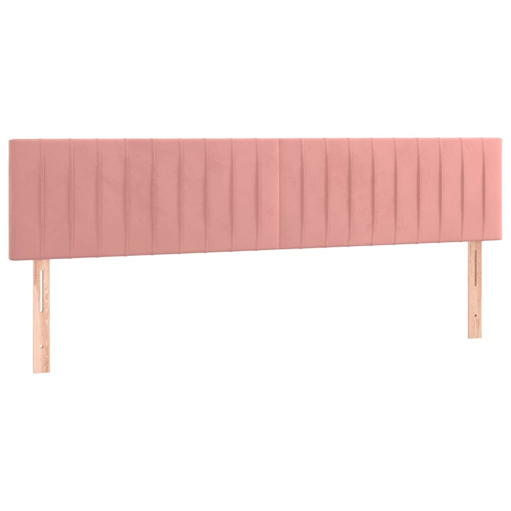 Rózsaszín bársony rugós és LED-es ágy matraccal 200x200 cm 7