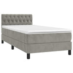 Világosszürke bársony rugós és LED-es ágy matraccal 90x190 cm 3