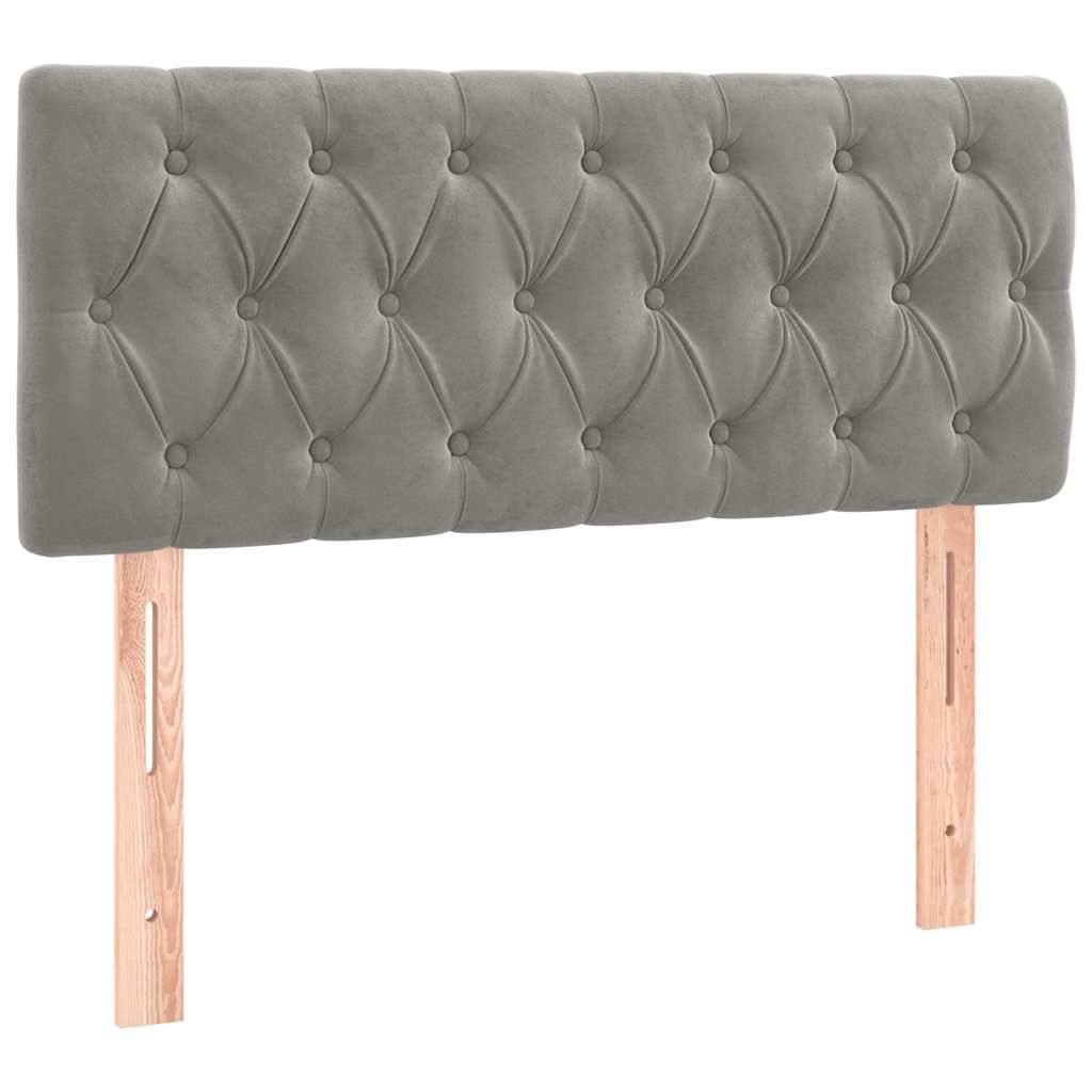 Világosszürke bársony rugós és LED-es ágy matraccal 90x190 cm 7