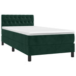 Sötétzöld bársony rugós és LED-es ágy matraccal 90x190 cm 3