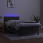 Sötétszürke bársony rugós és LED-es ágy matraccal 90x200 cm 4