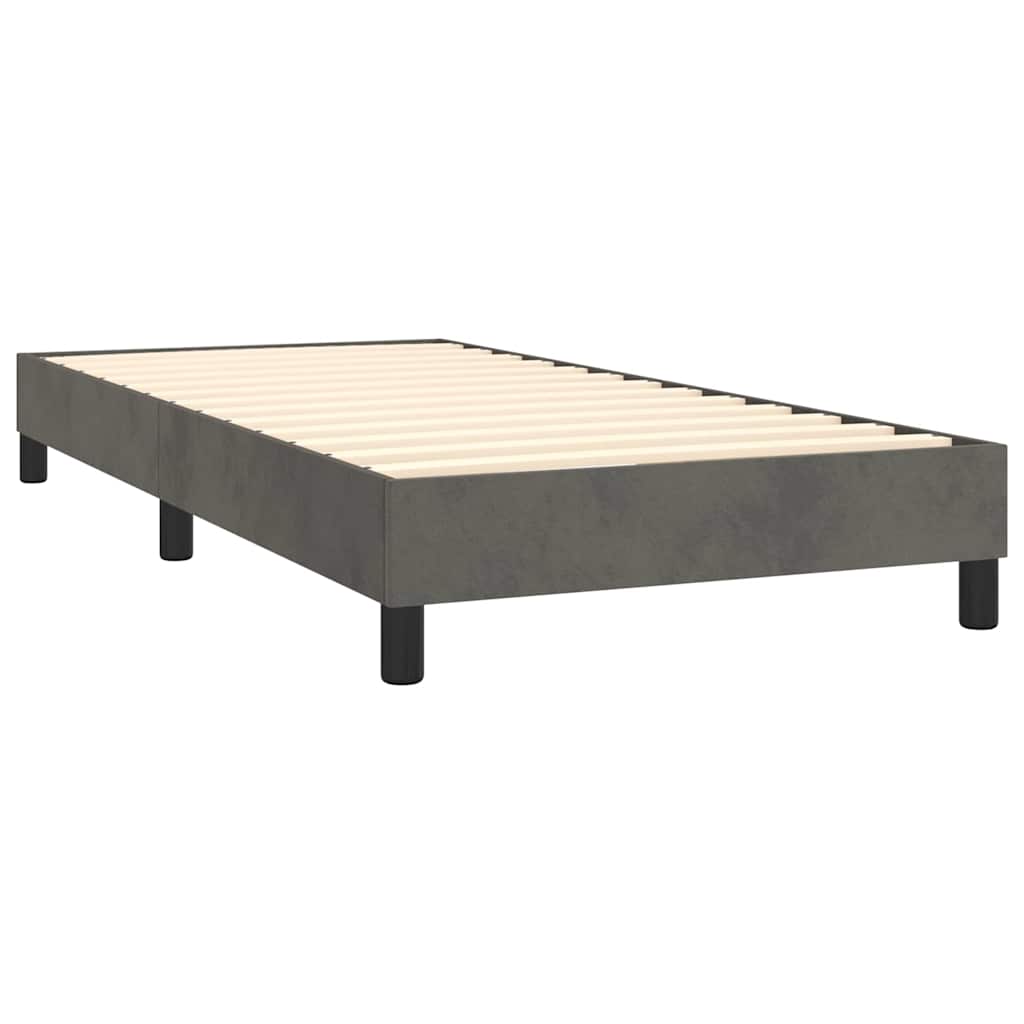 Sötétszürke bársony rugós és LED-es ágy matraccal 90x200 cm 5