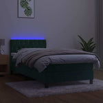 Sötétzöld bársony rugós és LED-es ágy matraccal 100x200 cm 4