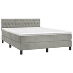 Világosszürke bársony rugós és LED-es ágy matraccal 140x190 cm 3