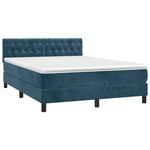 Sötétkék bársony rugós és LED-es ágy matraccal 140x190 cm 3