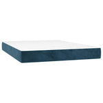 Sötétkék bársony rugós és LED-es ágy matraccal 140x190 cm 6