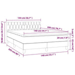 Világosszürke bársony rugós és LED-es ágy matraccal 140x200 cm 8