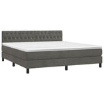 Sötétszürke bársony rugós és LED-es ágy matraccal 180x200 cm 3