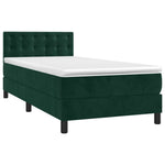 Sötétzöld bársony rugós és LED-es ágy matraccal 90x190 cm 3