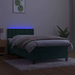 Sötétzöld bársony rugós és LED-es ágy matraccal 90x190 cm 4