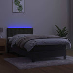 Sötétszürke bársony rugós és LED-es ágy matraccal 90x200 cm 4