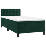 Sötétzöld bársony rugós és LED-es ágy matraccal 90x200 cm 3
