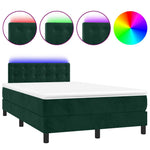 Sötétzöld bársony rugós és LED-es ágy matraccal 120x200 cm 2