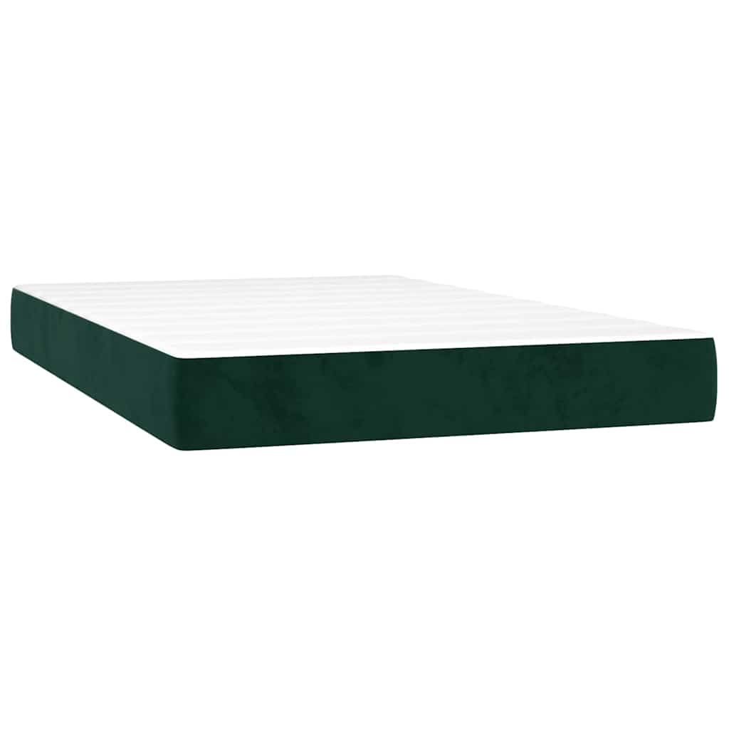 Sötétzöld bársony rugós és LED-es ágy matraccal 120x200 cm 6