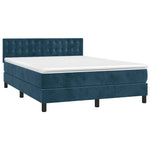 Sötétkék bársony rugós és LED-es ágy matraccal 140x190 cm 3