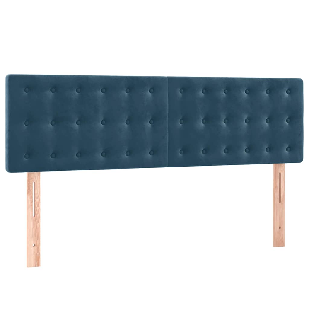 Sötétkék bársony rugós és LED-es ágy matraccal 140x190 cm 7