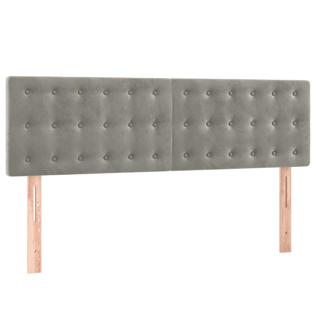 Világosszürke bársony rugós és LED-es ágy matraccal 140x200 cm 7
