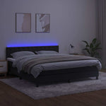 Fekete bársony rugós és LED-es ágy matraccal 160x200 cm 4