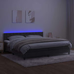Sötétszürke bársony rugós és LED-es ágy matraccal 200x200 cm 4