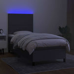 Sötétszürke szövet rugós és LED-es ágy matraccal 80 x 200 cm 4