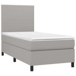 Világosszürke szövet rugós és LED-es ágy matraccal 90x200 cm 3