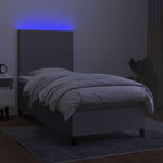 Világosszürke szövet rugós és LED-es ágy matraccal 90x200 cm 4