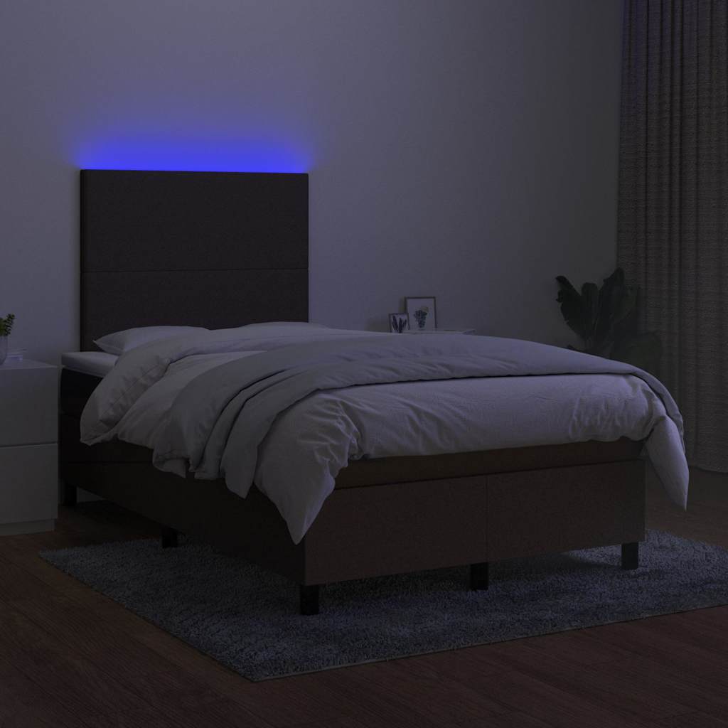 Barna szövet rugós és LED-es ágy matraccal 120 x 200 cm 4