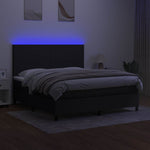 Fekete szövet rugós és LED-es ágy matraccal 180 x 200 cm 4