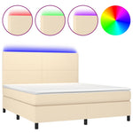 Krémszínű szövet rugós és LED-es ágy matraccal 180 x 200 cm 2
