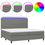 Sötétszürke szövet rugós és LED-es ágy matraccal 200x200 cm 2