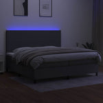 Sötétszürke szövet rugós és LED-es ágy matraccal 200x200 cm 4
