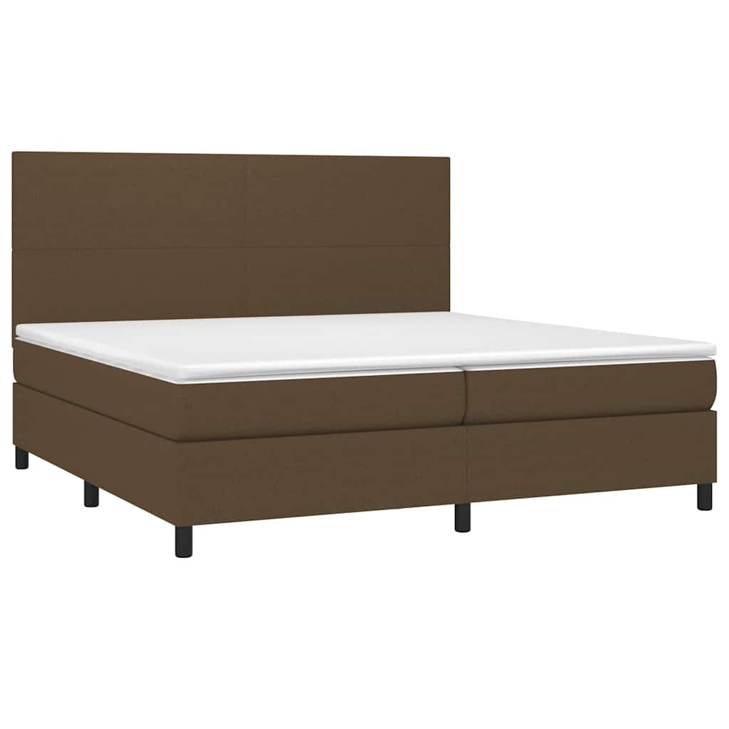 Barna szövet rugós és LED-es ágy matraccal 200x200 cm 3