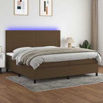 Barna szövet rugós és LED-es ágy matraccal 200x200 cm