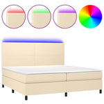 Krémszínű szövet rugós és LED-es ágy matraccal 200 x 200 cm 2