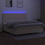 Krémszínű szövet rugós és LED-es ágy matraccal 200 x 200 cm 4