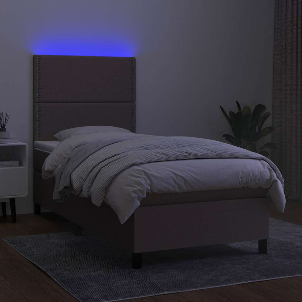 Tópszínű szövet rugós és LED-es ágy matraccal 90x190 cm 4